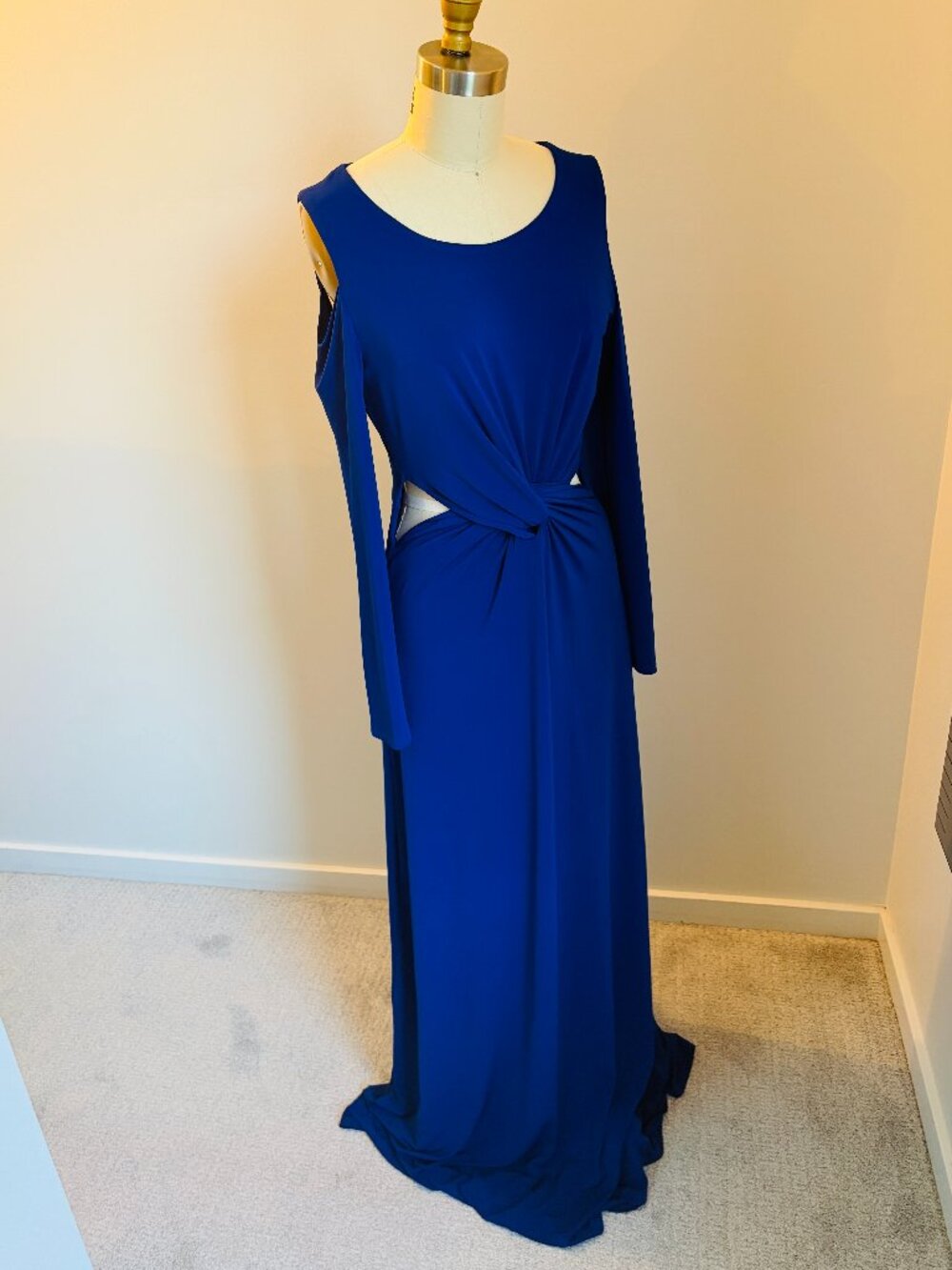 Marciano Los Angeles Royal Blue "Sona" Knot Waist Cut Out Twist Maxi Dress - M